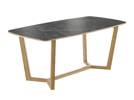 Стол Фрейм 1800*900*750 (мрамор черный глянец/ ноги дуб коньяк) Стол Фрейм 1800*900*750 (мрамор черный глянец/ ноги дуб коньяк)