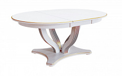 Стол Брайт 1300(1800)*1300*765 (тон белый RAL9003 + патина орех св.) Стол Брайт 1300(1800)*1300*765 (тон белый RAL9003 + патина орех св.)