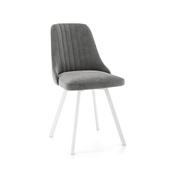 Стул обеденный Лора велюровый, металлокаркас (Каркас белый №81 тк. коллекции Nella серый 060) Стул обеденный Лора велюровый, металлокаркас (Каркас белый №81 тк. коллекции Nella серый 060)