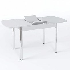 Стол Чикаго СТ МП 1100(1400)*680*750 Ноги прямые 02 гальваника (стекло Белое глянцевое цвет БЛ) Стол Чикаго СТ МП 1100(1400)*680*750 Ноги прямые 02 гальваника (стекло Белое глянцевое цвет БЛ)