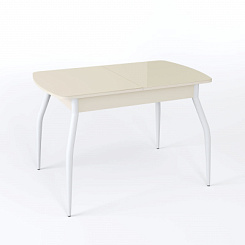 Стол Чикаго СТ МП 1100(1400)*680*750 Ноги 01 белые (стекло Бежевое глянцевое цвет КР) Стол Чикаго СТ МП 1100(1400)*680*750 Ноги 01 белые (стекло Бежевое глянцевое цвет КР)