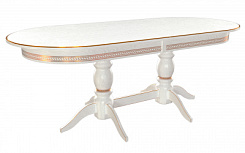 Стол Прайм 1900(2500)*840*765 (тон белый RAL9003 + патина золото) Стол Прайм 1900(2500)*840*765 (тон белый RAL9003 + патина золото)