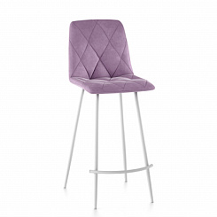 Стул барный Ричи велюр металлокаркас (каркас Барный белый тк. Велюр сирень) Стул барный Ричи велюр металлокаркас (каркас Барный белый тк. Велюр сирень)